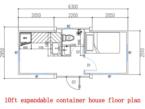10ft expandable container house floor plan