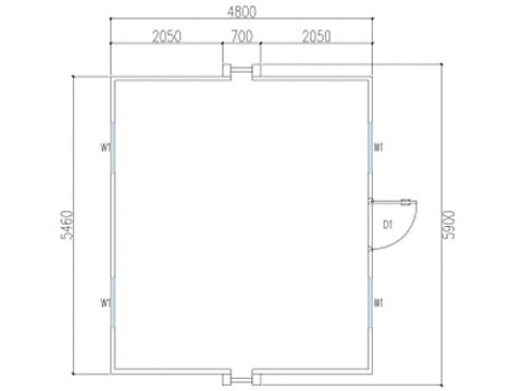 20 feet 700 wide small double wing floor plan
