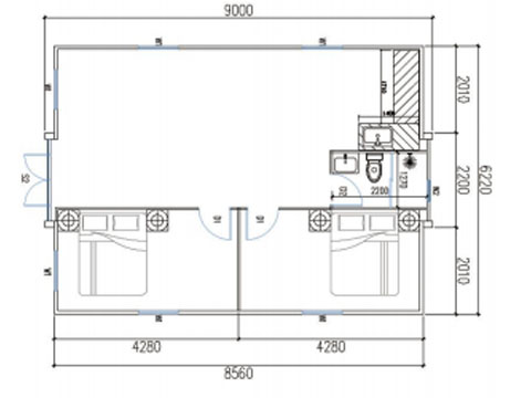 30ft conventional double-wing floor plan