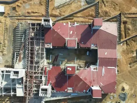 Hospital construction aerial view