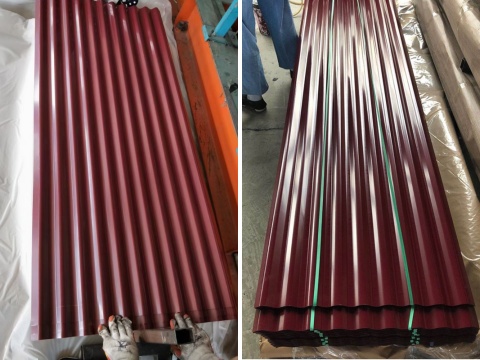 Red Corrugated roof sheet production
