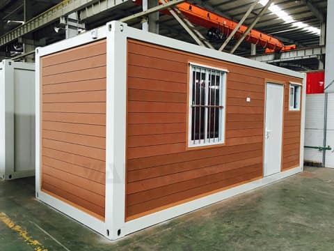 Wood grain style flatpack container house