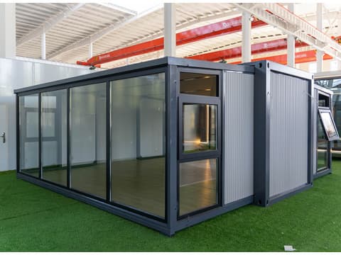Expandable glass container house
