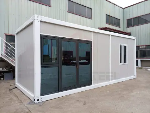 Glass door packing container room