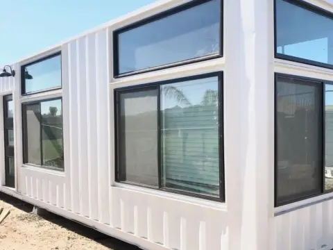 Retail store container sliding window