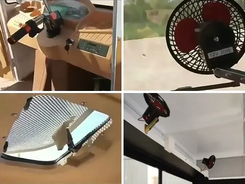 Interior dashboard, fan and sunroof