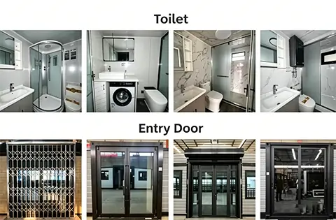 Toilet and door options