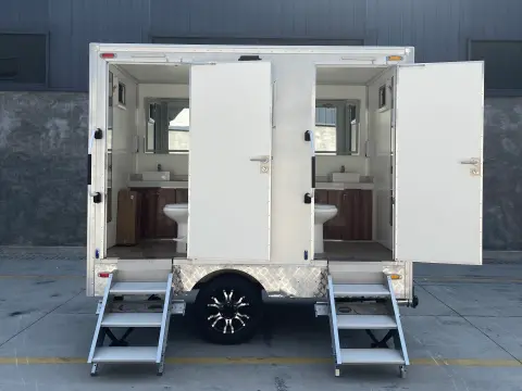 Two-person portable toilet trailer factory