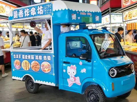 Hot dog, sausage, and fried chicken cart with fryer
