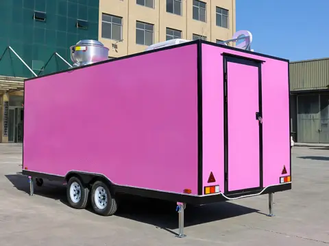 Trailer-mounted electric food cart with rear door
