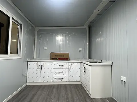 L-shaped restaurant kitchen
