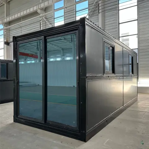 Luxury black folding room with glass doors