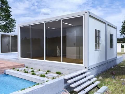 Pre-built container home with swimming pool